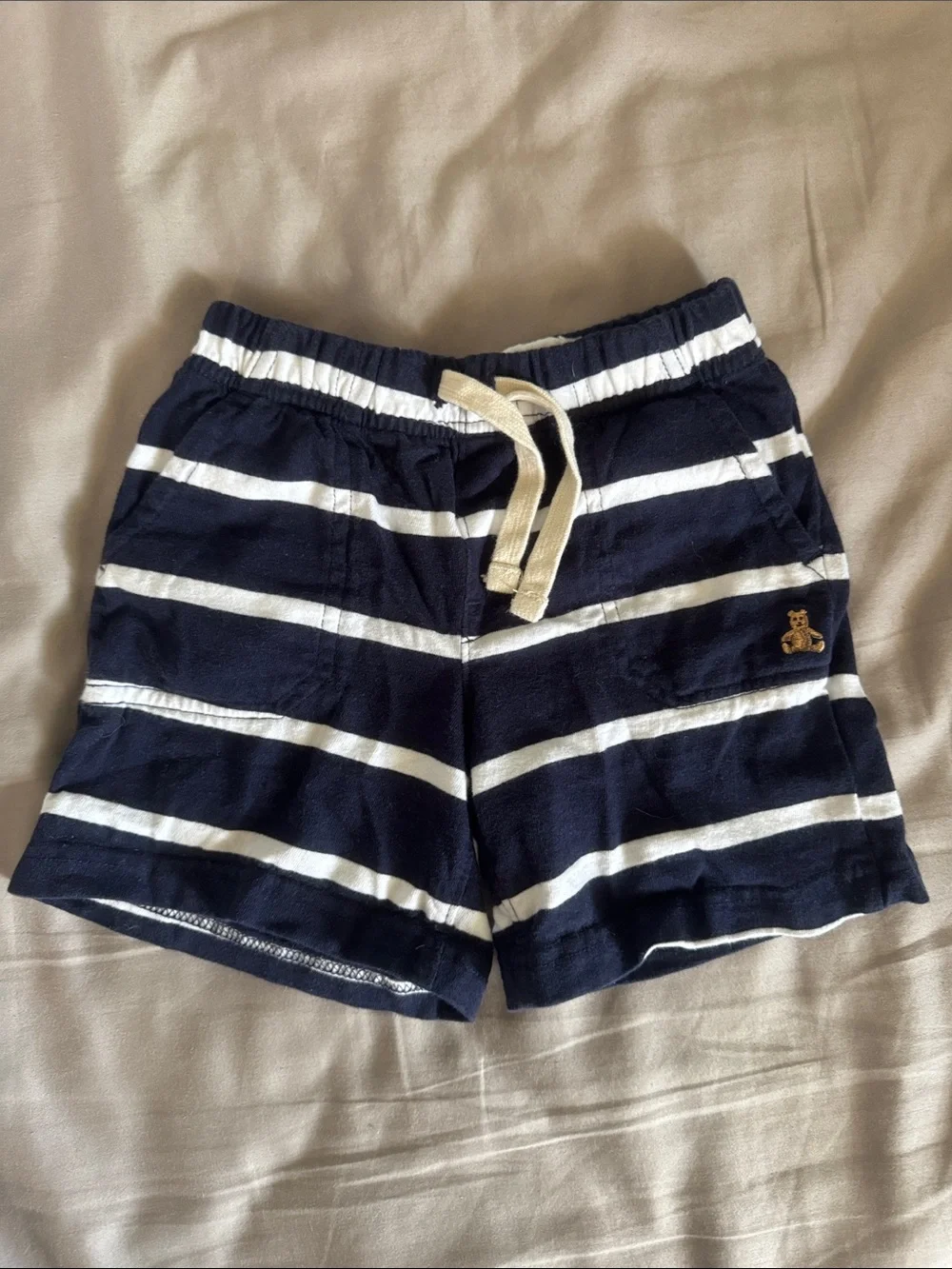 GAP Navy and White Striped Athletic Drawstring Shorts